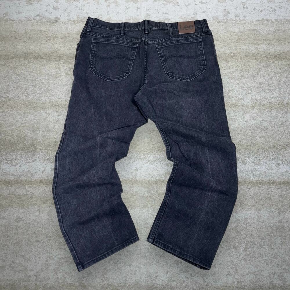 Vintage Y2K Lee MR Jeans 38x30 Regular Straight Leg Fit Jet Black Wash